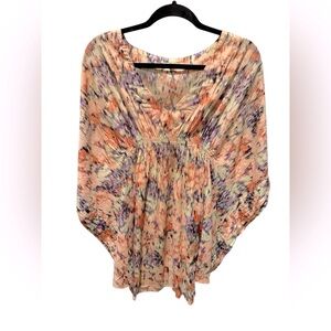 Shoshanna Peach Lavender Print Swim Coverup
